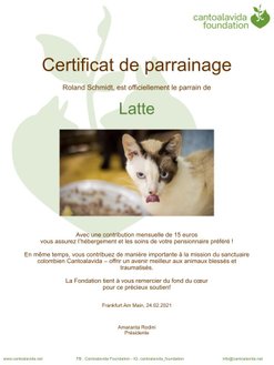 certificat de parrainage chat